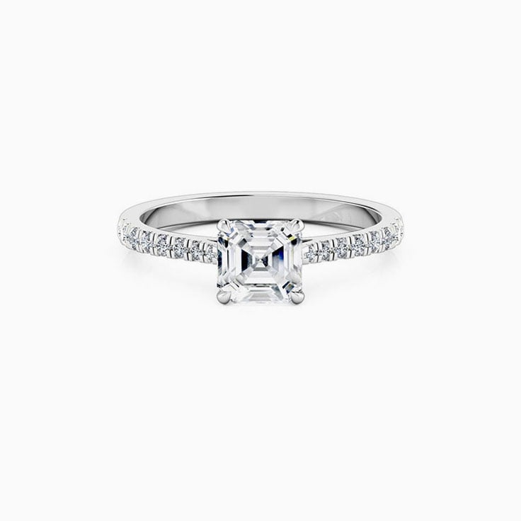Asscher Cut Engagement Ring On A diamond Band