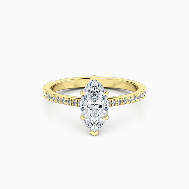 Marquise Cut Engagement Ring on a Diamond Band