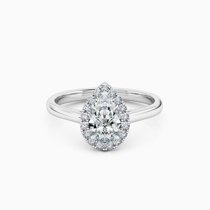 Pear Cut Diamond Engagement Ring With Diamond Halo