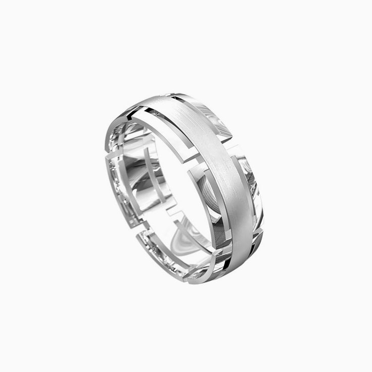 Grooved mens wedding ring 6046