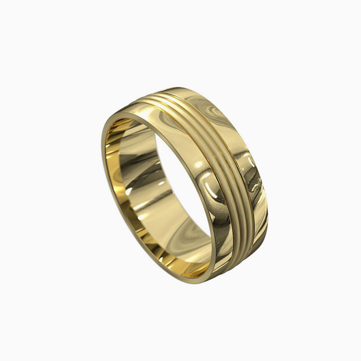 Grooved mens ring 3076