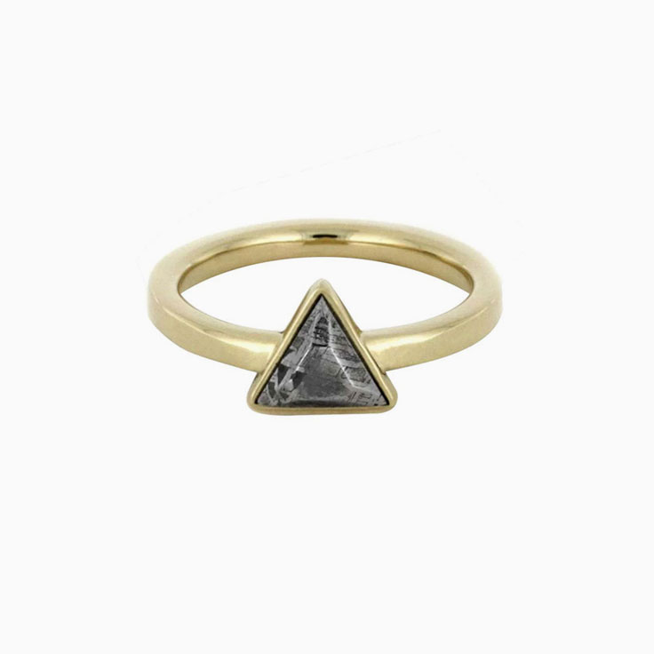 triangle cut meteorite ring