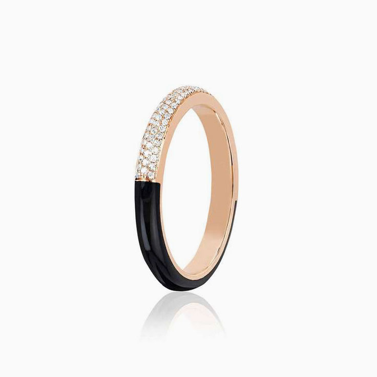 Diamond and Enamel Band Ring