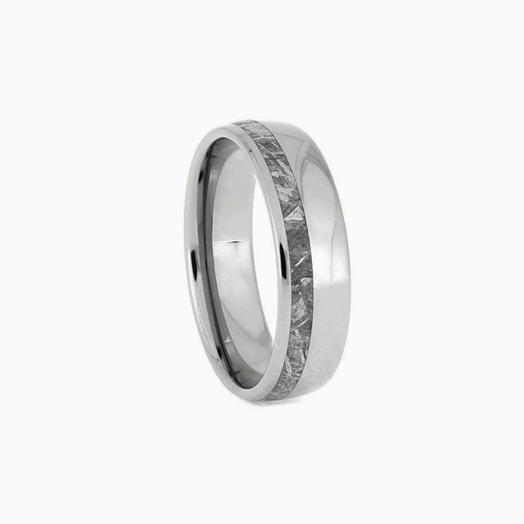 Gibeon Meteorite Wedding Band Unique Titanium Ring for Men