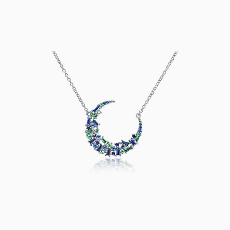 Sapphire Crescent Necklace