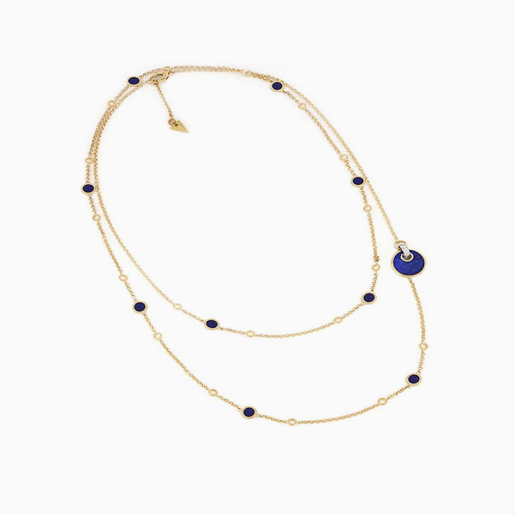 Blue Lapis Lazuli And Diamond Long Necklace