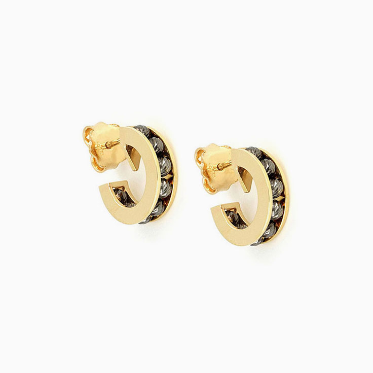 Mini Black Gold Hoop Earrings