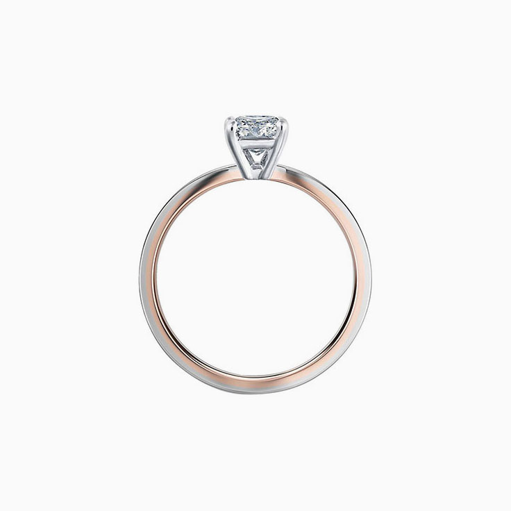 Matte Two-Tone Solitaire Diamond Engagement Ring