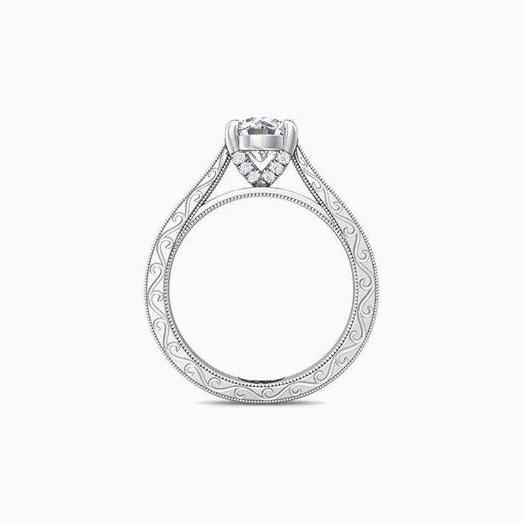 Classic Hand-Engraved Solitaire Engagement Ring