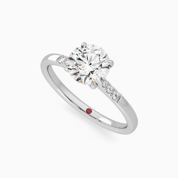 Brilliant Four Prong Diamond Engagement Pave Ring