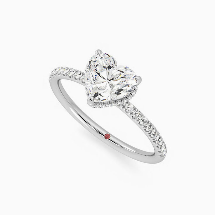 Classic Heart Diamond Engagement Pave Ring