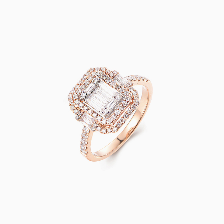 Rose Gold Cluster Diamond Ring