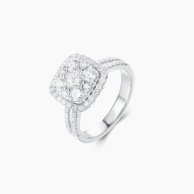 Cushion Cluster Diamond Ring