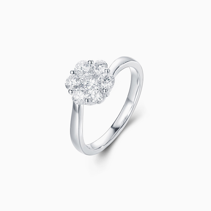 Round Diamond Floral Cluster Ring