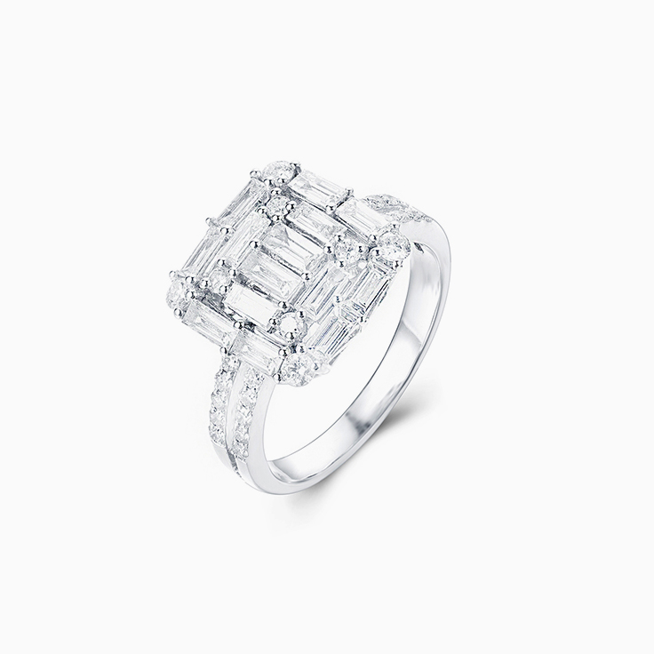 Square Shape Baguette Cluster