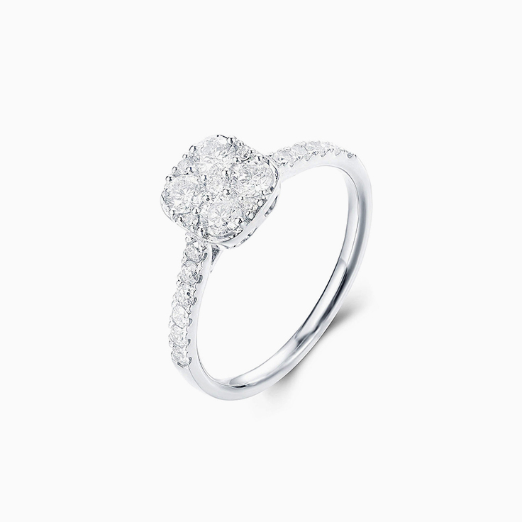 Cushion Shape Cluster Engagement ring