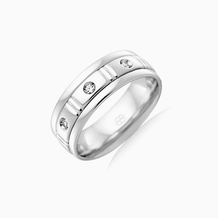 Diamond Grooved wedding ring J3082