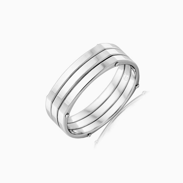 Double Grooved Mens rings J3968