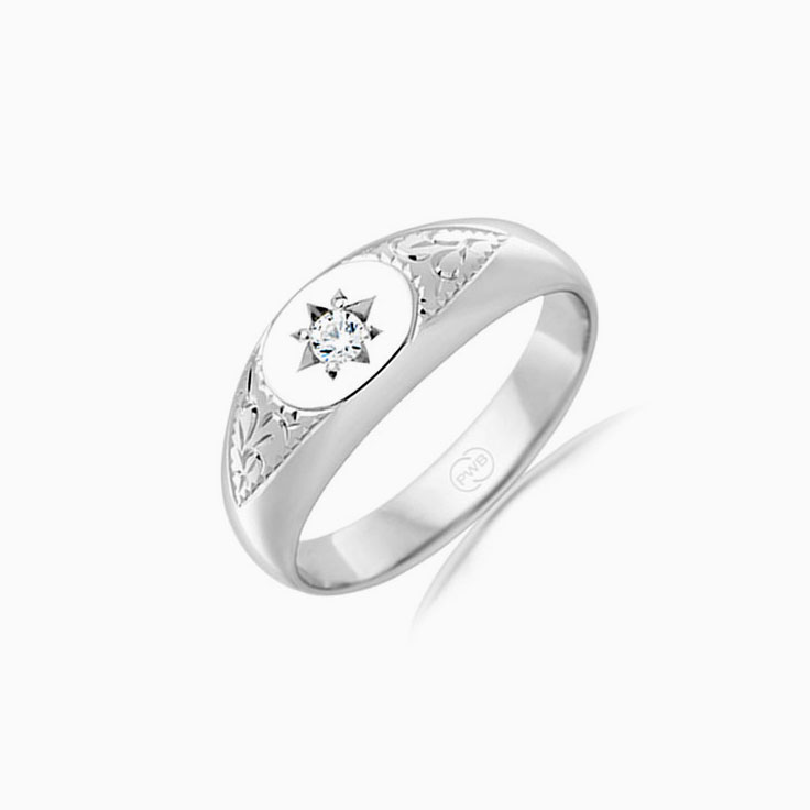 Oval diamond signet ring J626