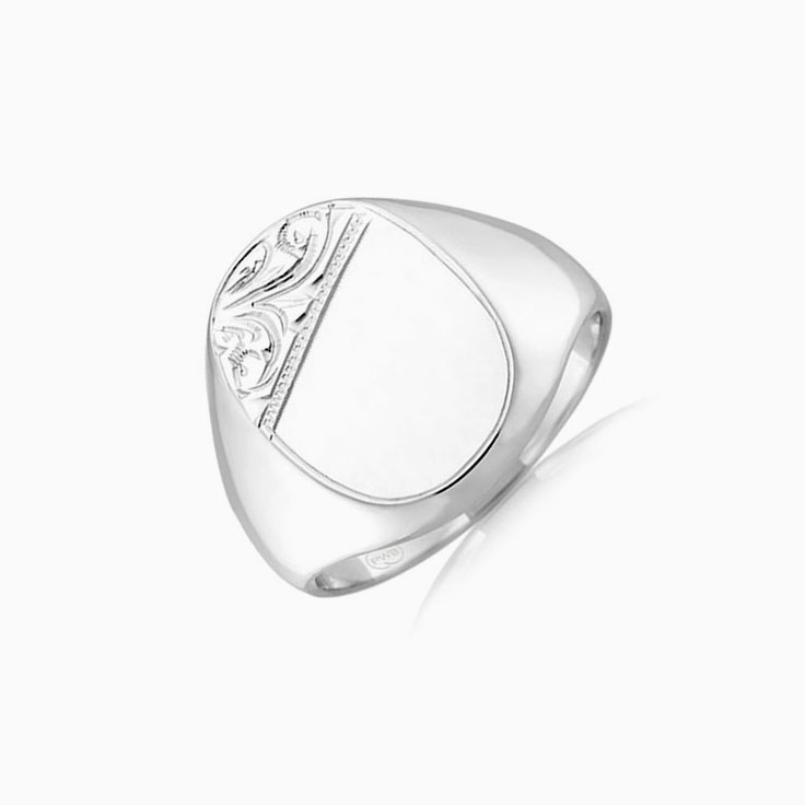 Oval hand engraved signet ring j1675