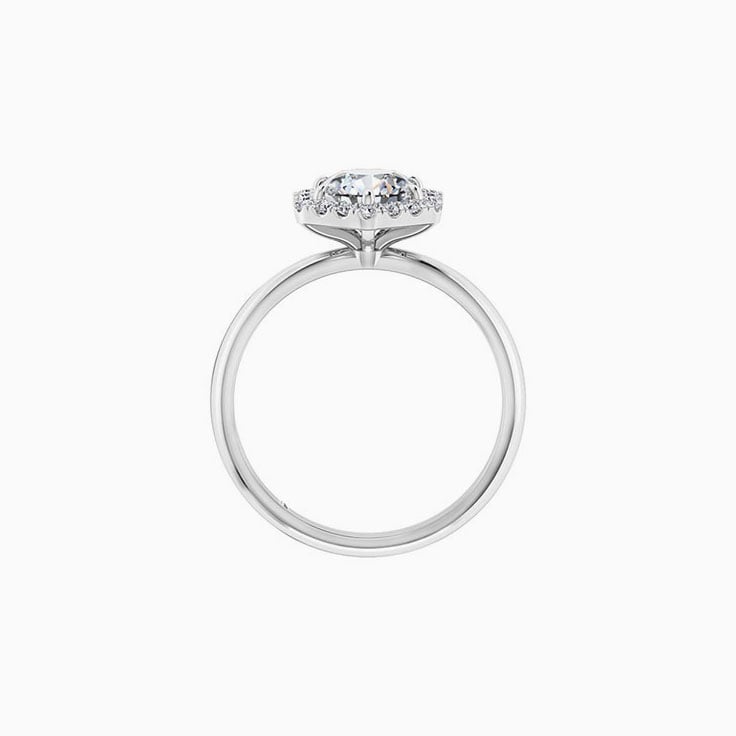 Round Brilliant cut diamond with a hexagon shape halo