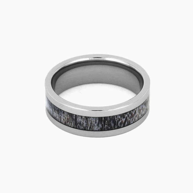 Men's Deer Antler Ring With Tungsten Band 2193