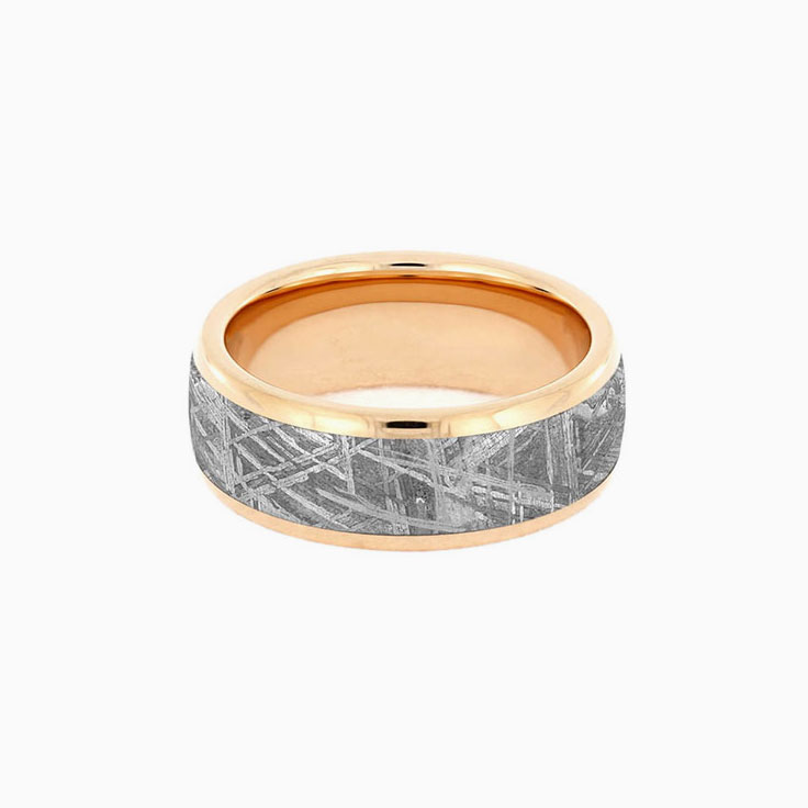 Gibeon Meteorite Band With Rose Gold