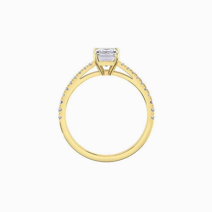 Emerald Cut Diamond Engagement Ring On A diamond Band
