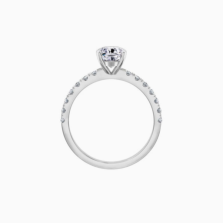 Cushion Cut Diamond Engagement Ring On A Pave Band