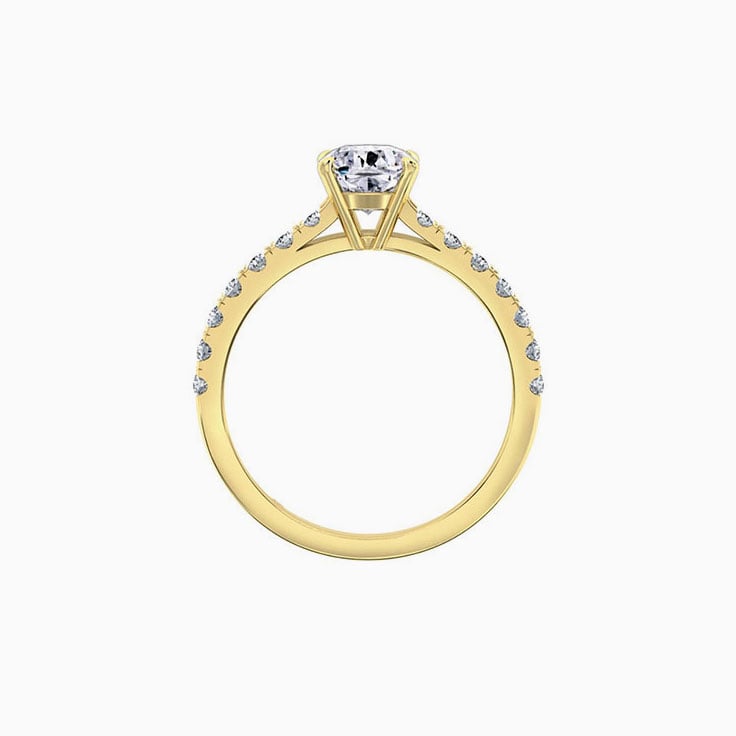 Cushion Cut Engagement Ring On A Pave Band