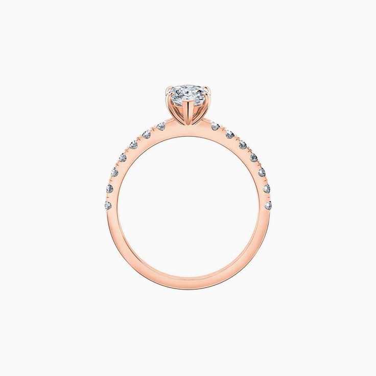 Marquise cut diamond engagement ring with diamond band