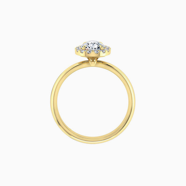 Pear diamond engagement ring with a diamond halo