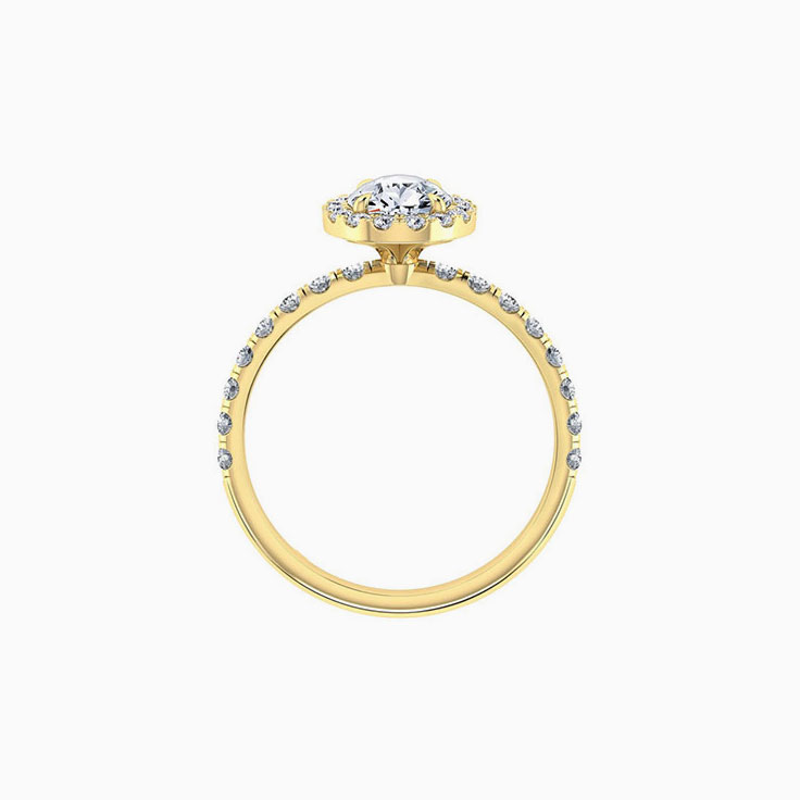 Pear cut diamond engagement ring with halo