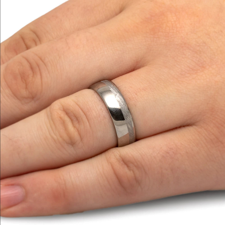 Gibeon Meteorite Wedding Band Unique Titanium Ring for Men
