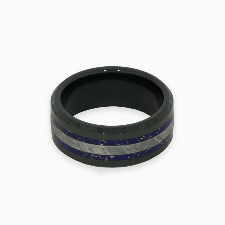 Meteorite Blue Stardust Mens Ring
