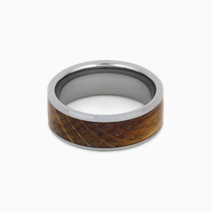 Tungsten Whiskey Barrel Oak Wood Ring