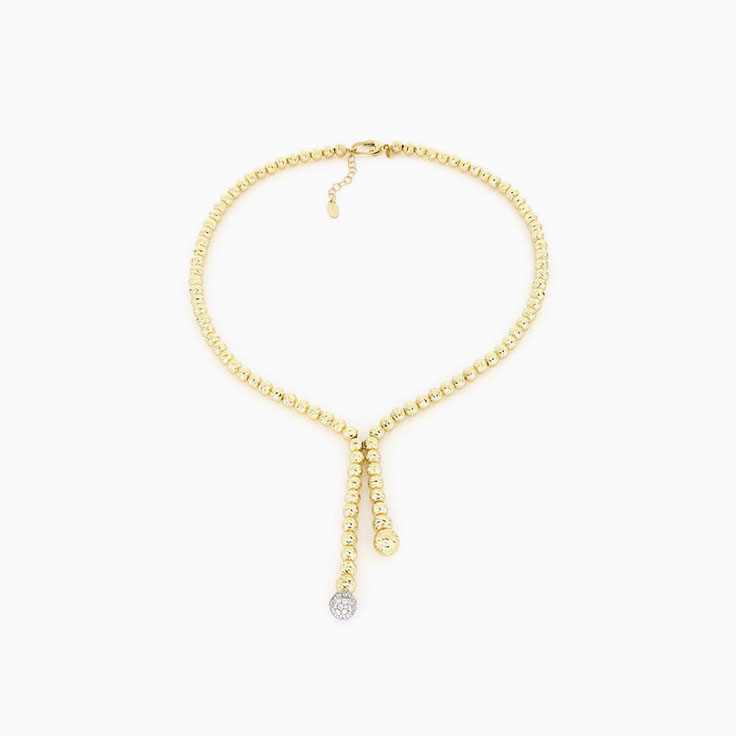 Yellow Gold Necklace With Diamond Sphere